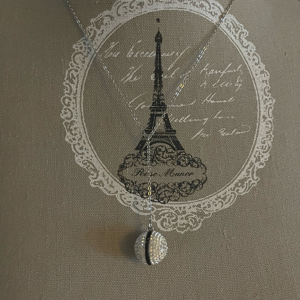 Swarovski Lariat Necklace with Crystal and Black Pave Ball
